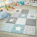 Kids Checkered Rug with Dots & Stars 5 ft3 in - Soft Nursery Carpet