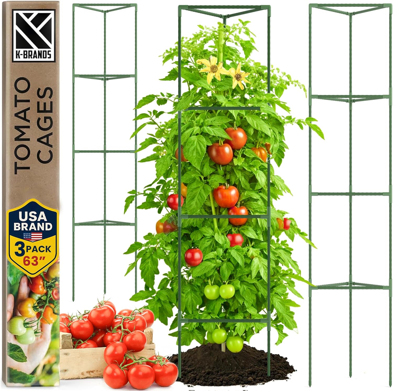Sturdy Tomato Cage for Climbing Plants - 3 Pack Support Structures
