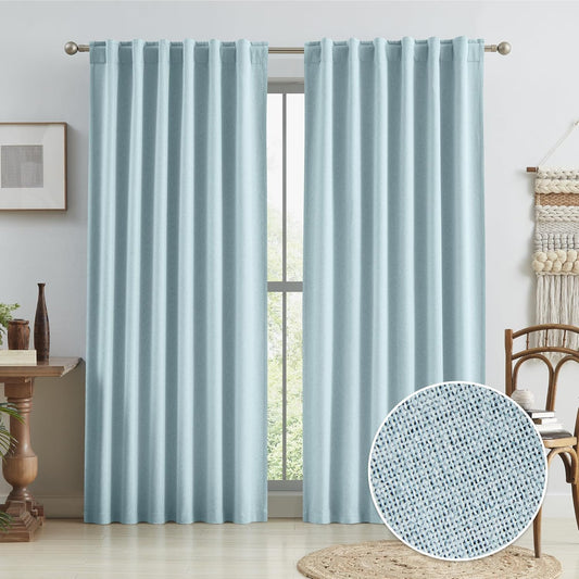 Thermal Insulated Blackout Linen Curtain Panels for Total Privacy