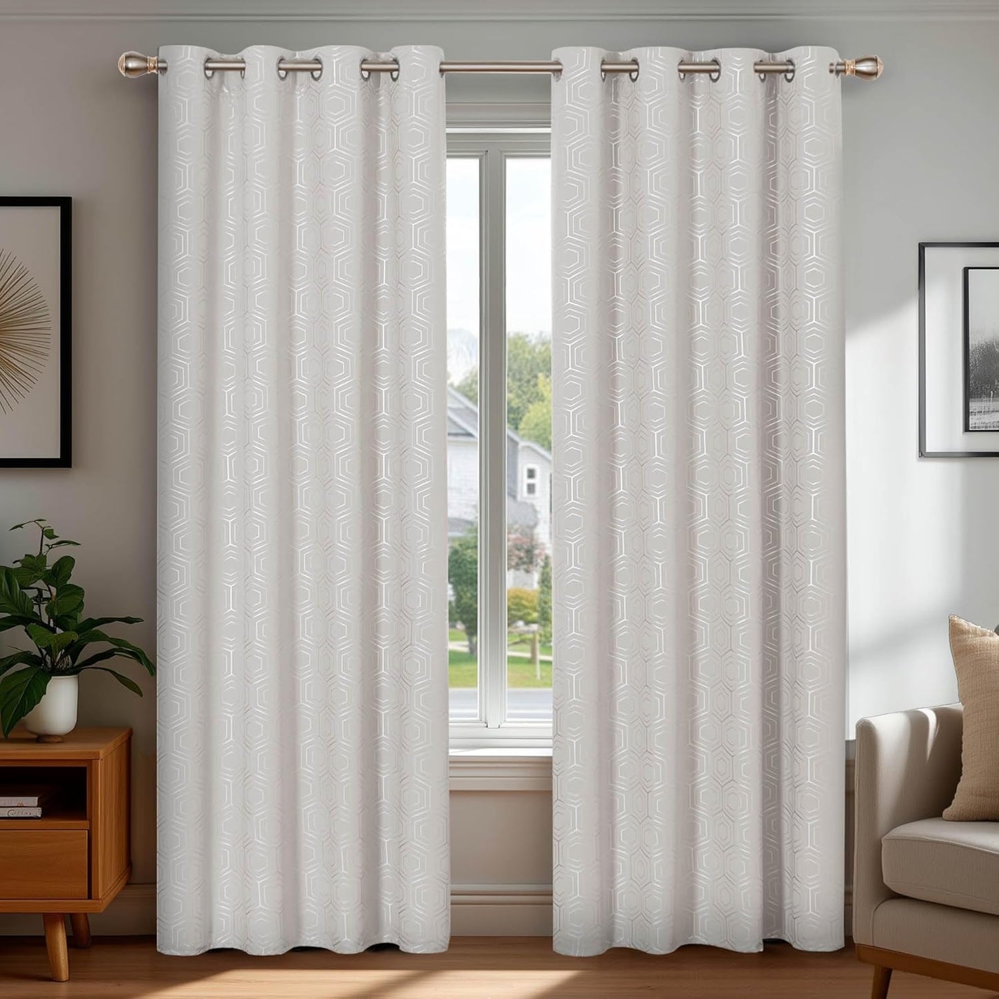 Deconovo Beige Blackout Curtains for Light Darkening and Insulation
