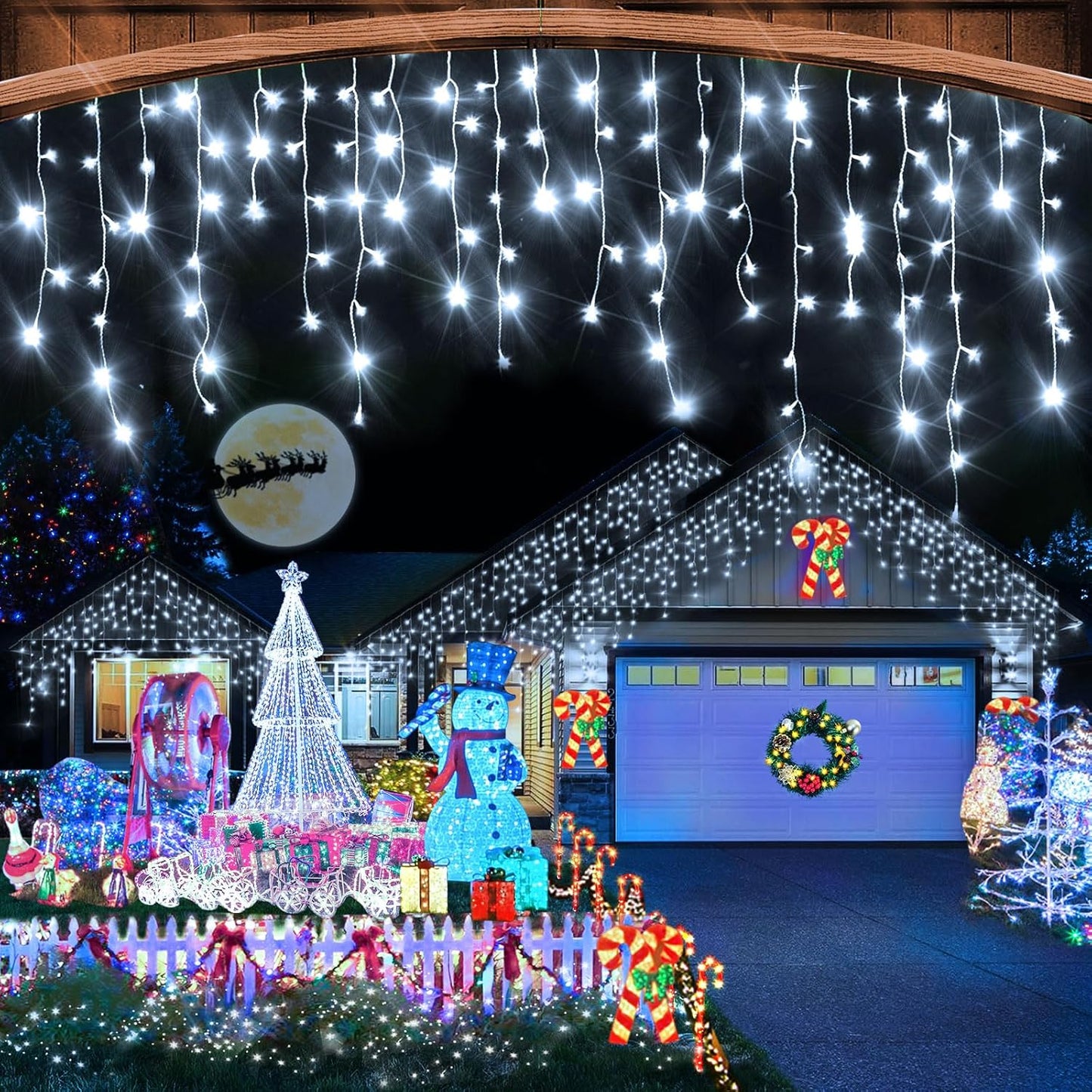 Heceltt White Christmas Lights Outdoor for Festive Decor