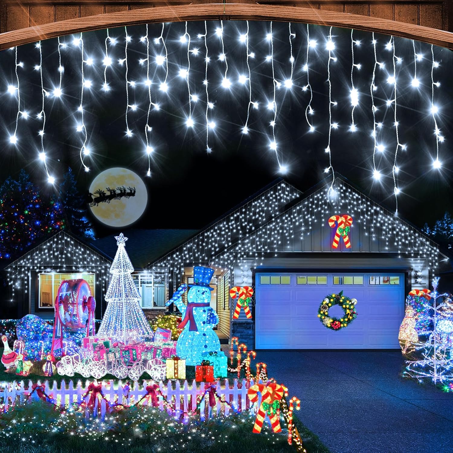 Heceltt White Christmas Lights Outdoor for Festive Decor