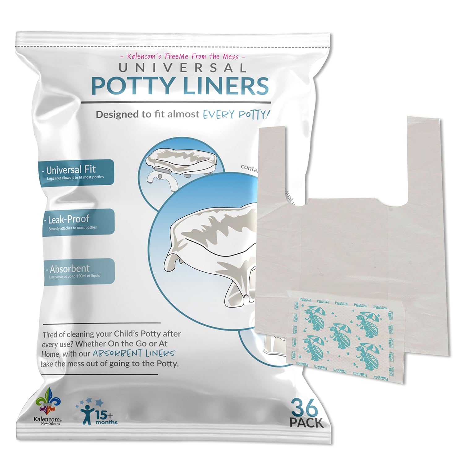 Leakproof Potty Liners - 36 Pack - Kalencom