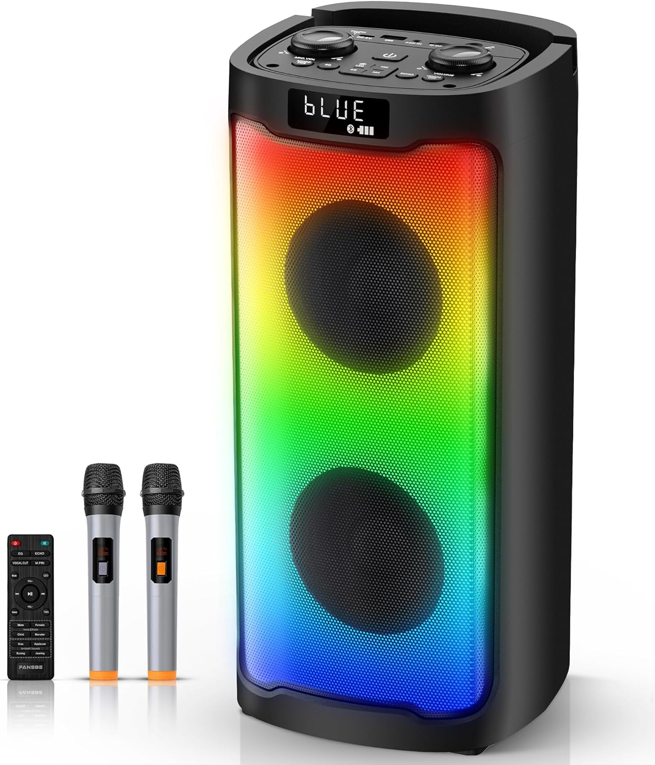 Karaoke Machine Bluetooth with Dual Microphones and Lights