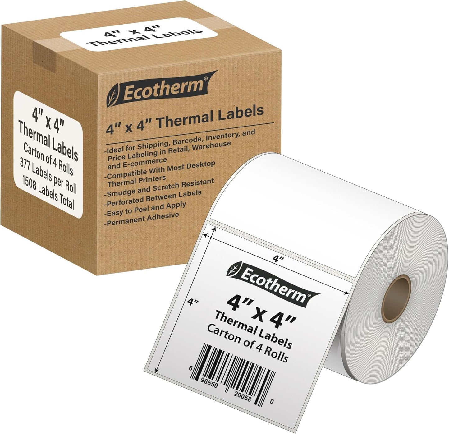 4in x 4in Thermal Labels for Zebra, Munbyn, Rollo Printers
