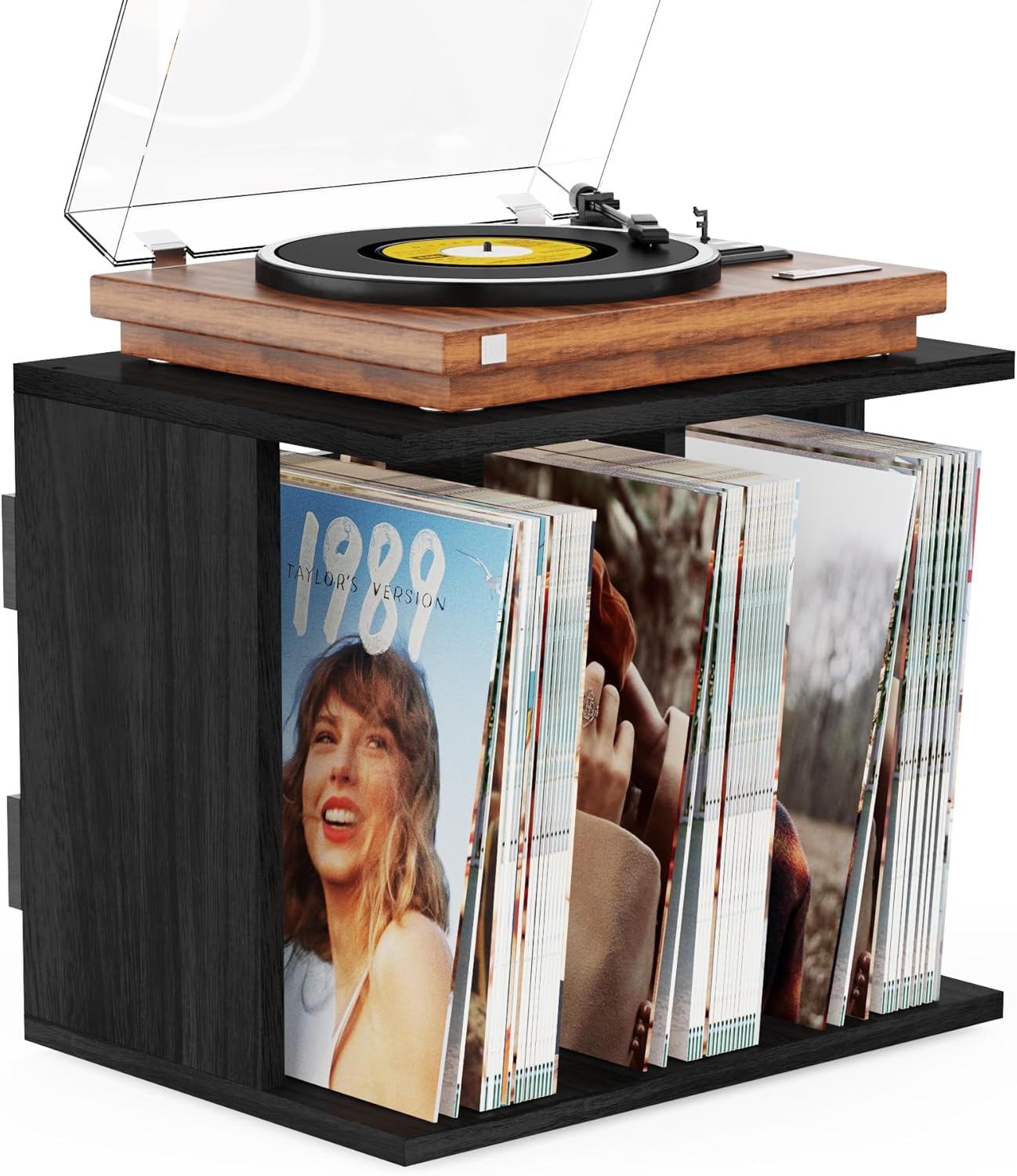 Emfogo Vinyl Record Storage Stand for 80-100 Albums, Black