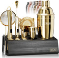 14oz Gold/Black Cocktail Shaker Set - 14-Piece Mixology Kit