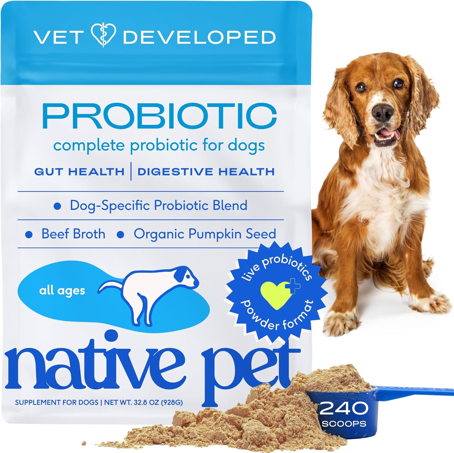 Probiotics for Dogs - Native Pet Powder for Digestive Health