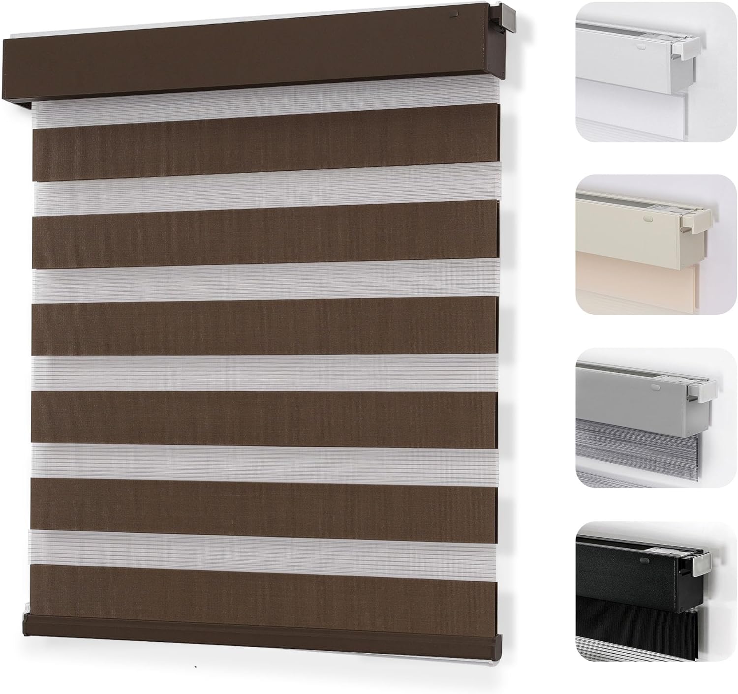 Joydeco No Drill Zebra Blinds for Windows, Cordless Day & Night