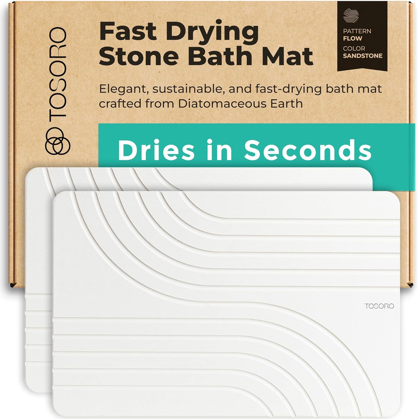 Diatomaceous Earth Stone Bath Mat - Quick Drying & Non-Slip