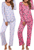 Ekouaer Womens 2 Pack Pajama Set Long Sleeve V Neck Pjs - Soft Women's