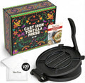 Cast Iron Tortilla Press 10 in - Heavy Duty Tortilla Maker