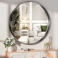 Hasipu Black Round Mirror 20 in Circle Mirror - Modern Wall Vanity