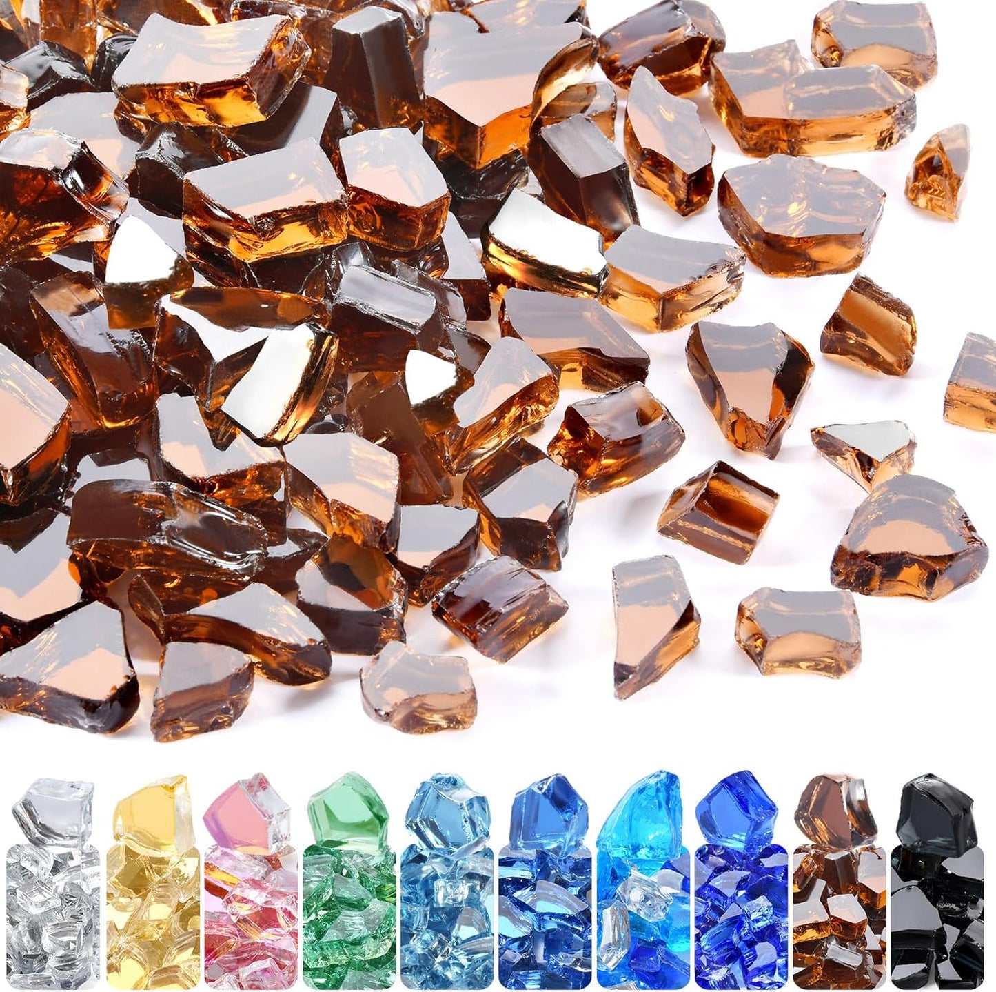 GasSaf 1/2 Inch Fire Glass for Fire Pits and Fireplaces