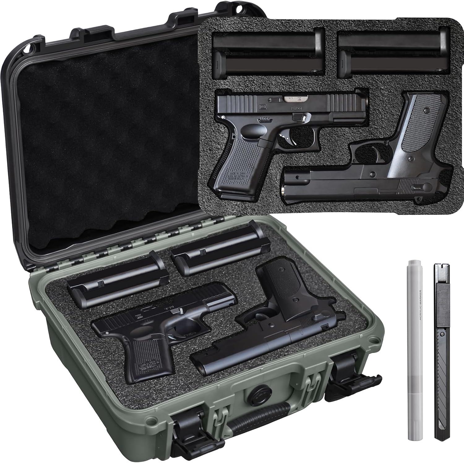 TSA Approved Hard Shell Gun Case for 2 Handguns Storage