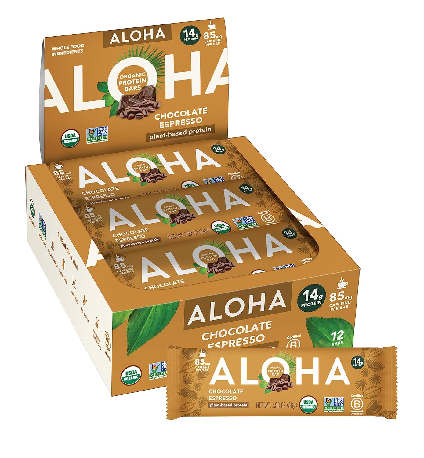 ALOHA Organic Plant Based Protein Bars - Chocolate Espresso Delight