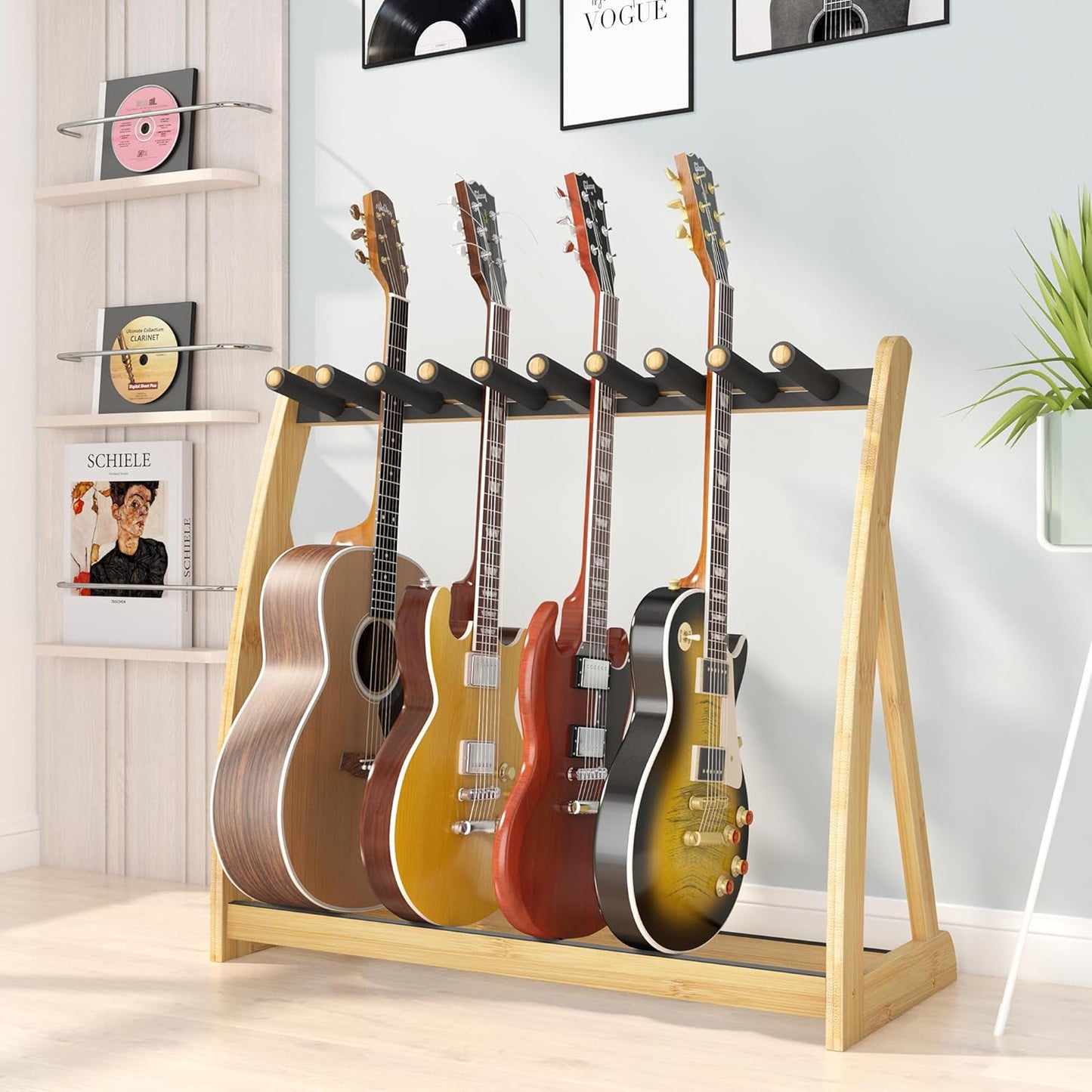 Bamboo Guitar Rack: Adjustable Storage Solution