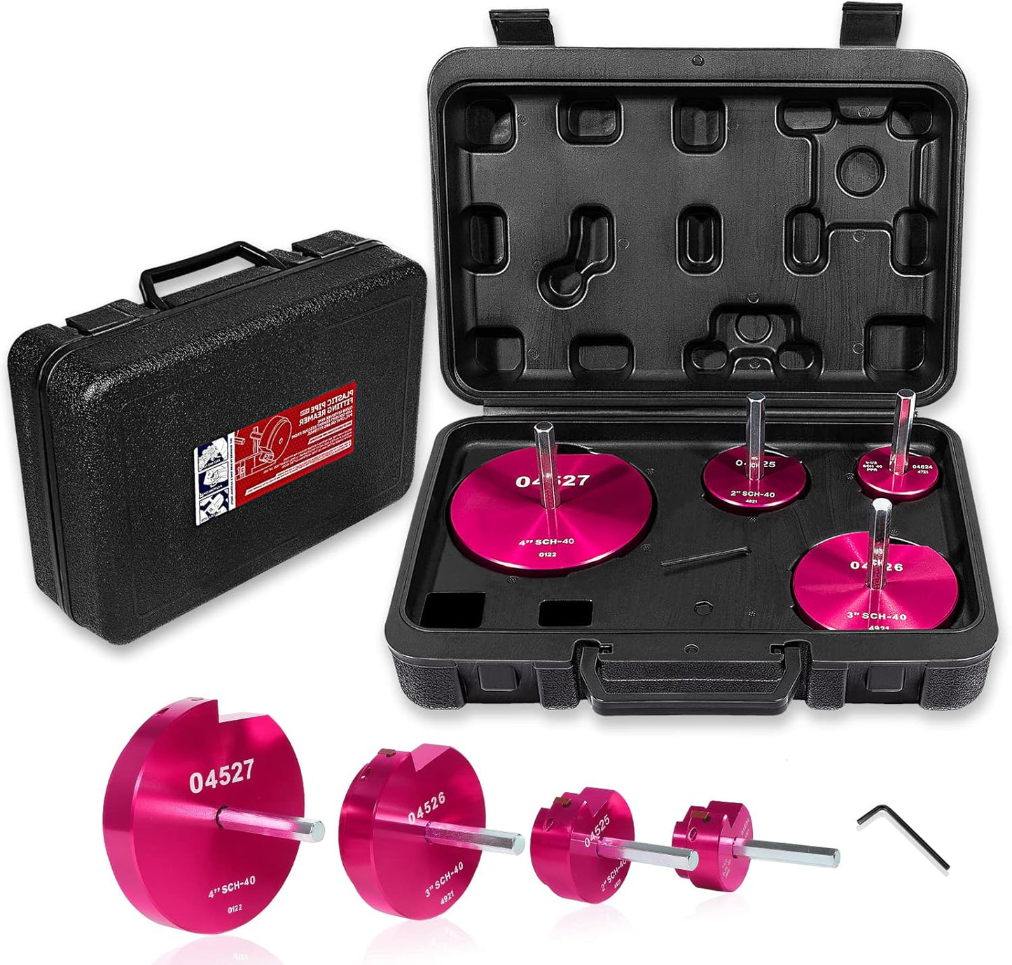 4-Piece Plastic Pipe Reamer Tool Kit for PVC and ABS Fittings