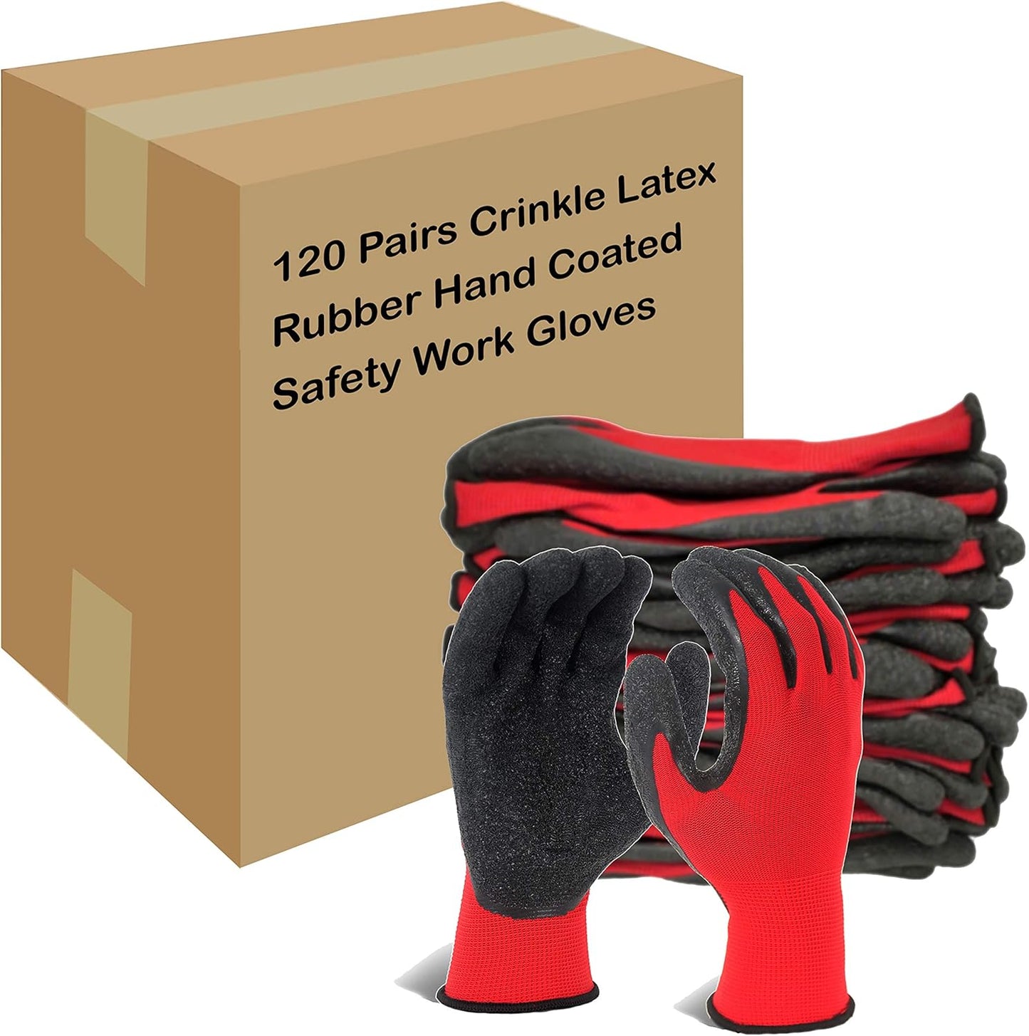 Evridwear Crinkle Latex Rubber Hand Coated Safety Work Gloves