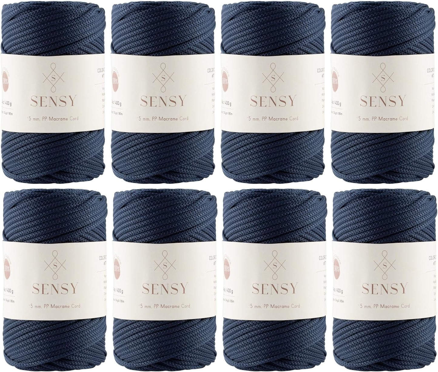 8 Skeins of Sensy Premium 5mm Polyester Macrame Cord for Crafting