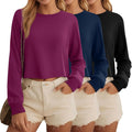 Cotton Cropped Long Sleeve Tops 3 Pack - Soft Stretchy Basics made