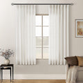 Natural Pinch Pleated Linen Curtains 63 in Panels - Thick Semi Sheer