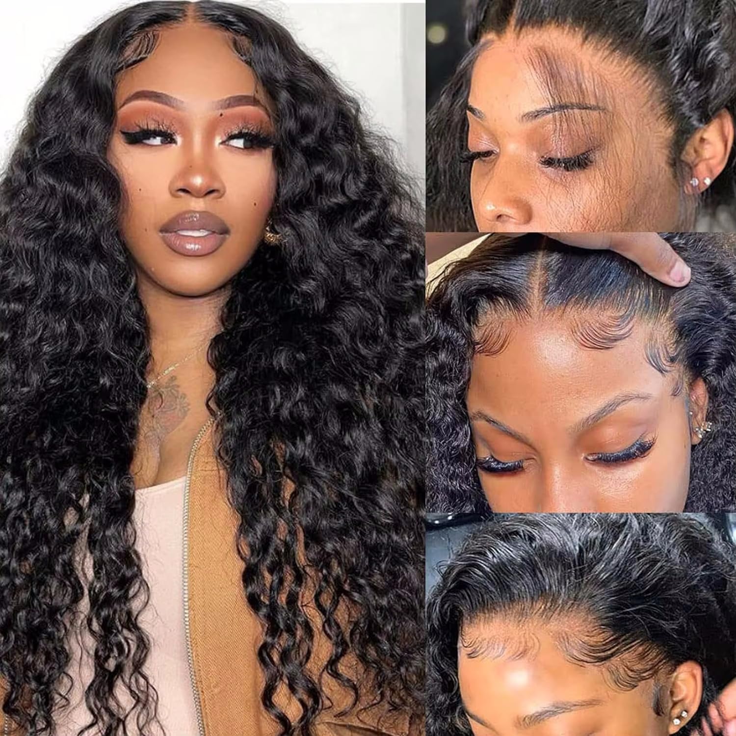 13x6 Deep Wave Lace Front Wigs Human Hair for Women 26 Inch