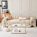 Boho Couch Cover Khaki Jacquard for 3 Cushion Sofa - XL Slipcover
