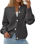 Womens Oversized Crewneck Cardigan Sweater - Cozy Rib Knit