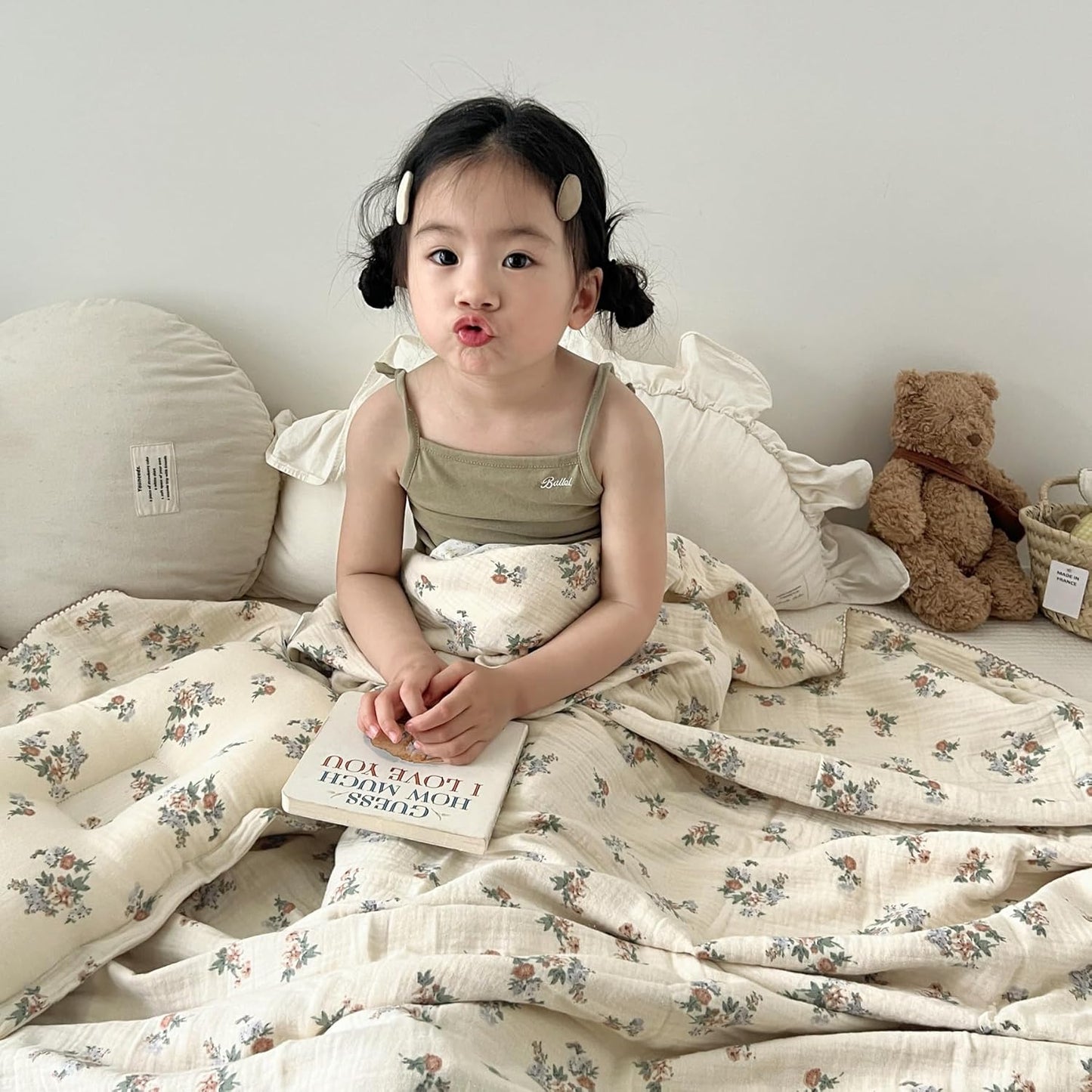 BuLuTu Cotton Muslin Toddler Blanket for All Seasons Comfort