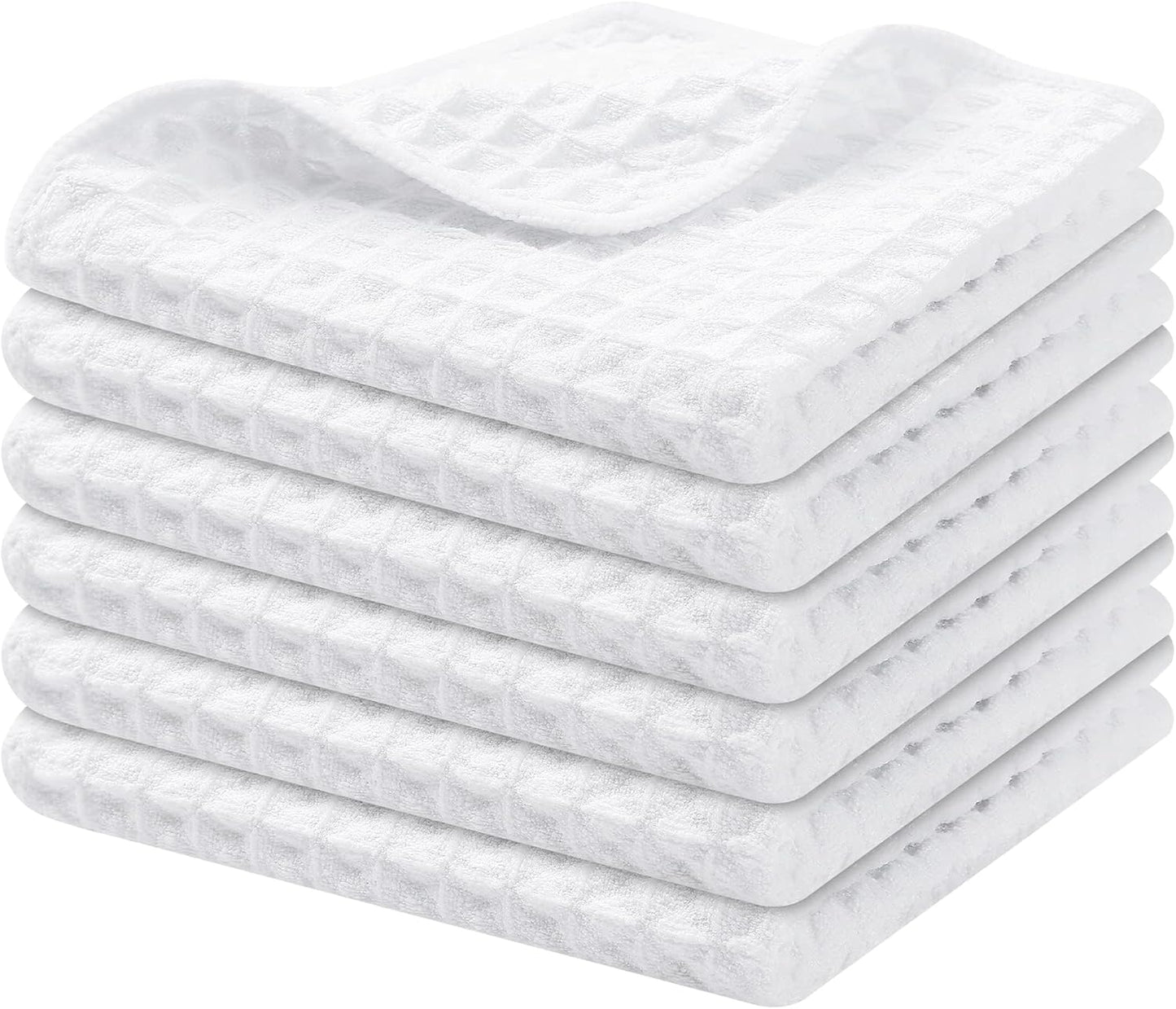 Homaxy Ultra Absorbent Dish Cloths, 6-Pack White