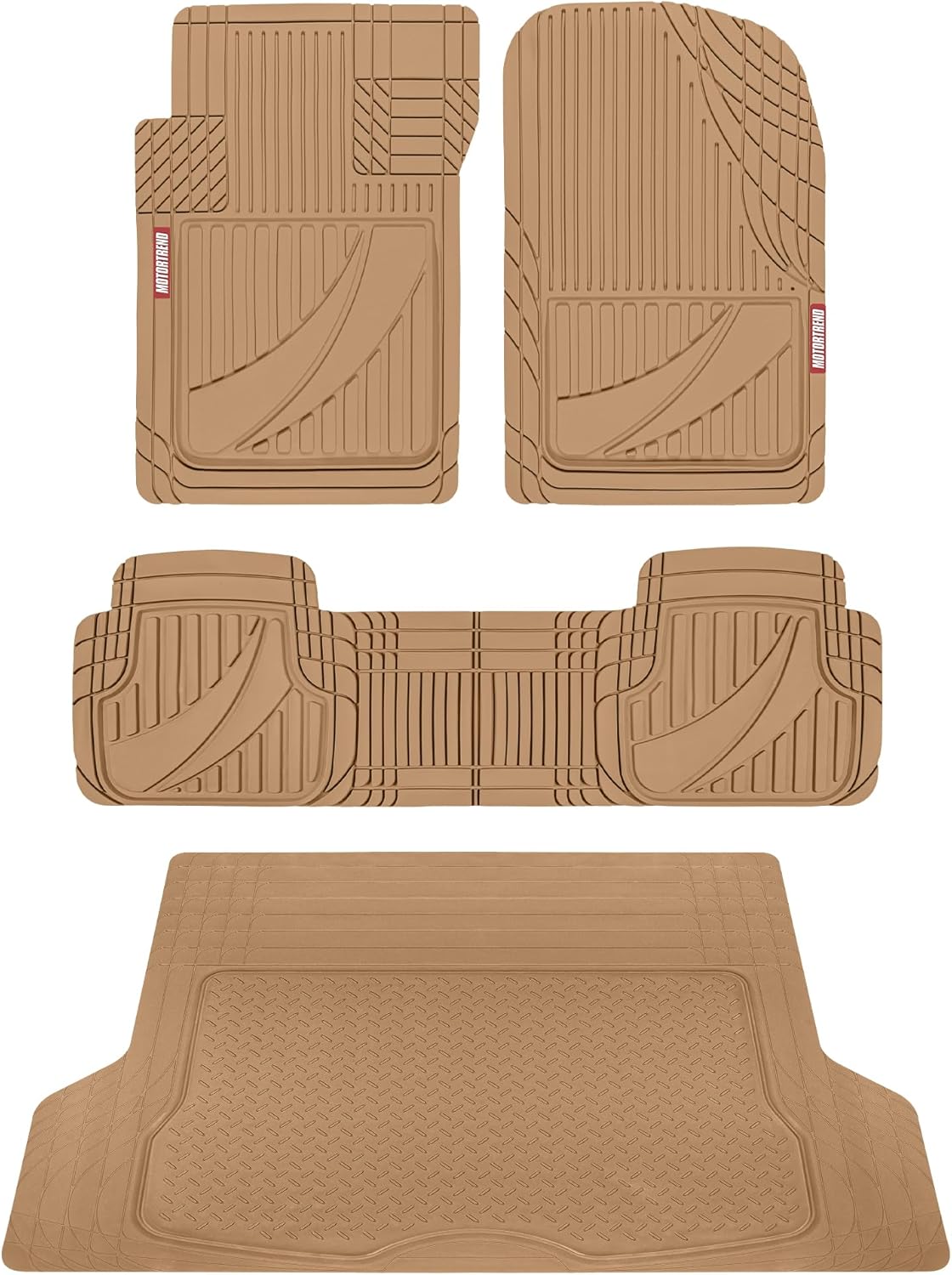 Motor Trend FlexTough Heavy Duty Rubber Car Floor Mats Set