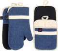 Oven Mitts and PotHolders Set 4 Pc - High Heat Resistant Kitchen