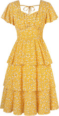 Summer Ready Women's Square Neck Ruffle Dress by Belle Poque