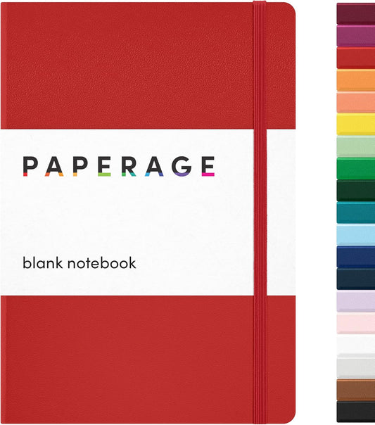 PAPERAGE Red Blank Journal Notebook - 160 Pages, 100 GSM Thick Paper