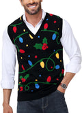 Men Christmas Sweater Vest V Neck Ugly Xmas Holiday Knit Pullover