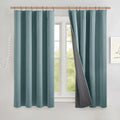 Skylark Blue 100% Blackout Linen Curtains 63in - Real Light Block