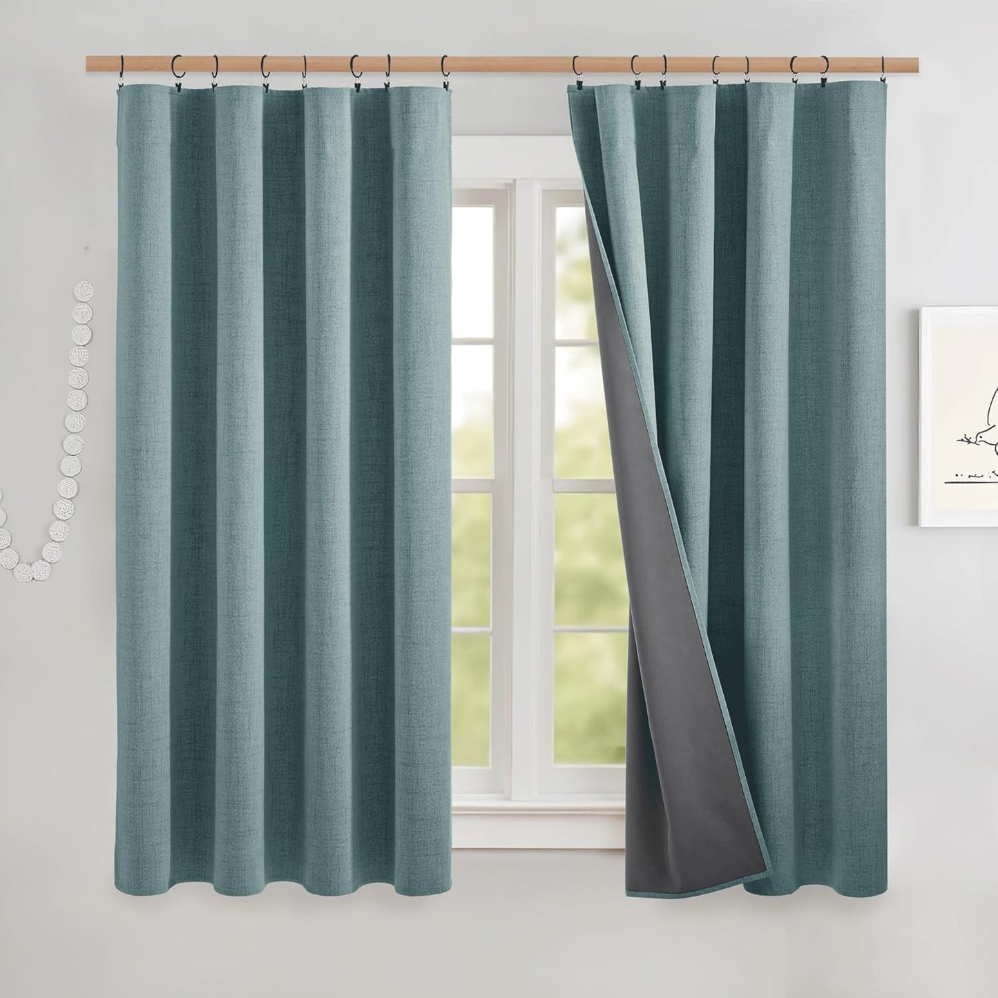 NICETOWN Skylark Blue 100% Blackout Short Curtains for Home
