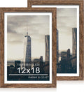 12x18 Picture Frame Set of 2 - Rustic Brown Wood Poster Frames