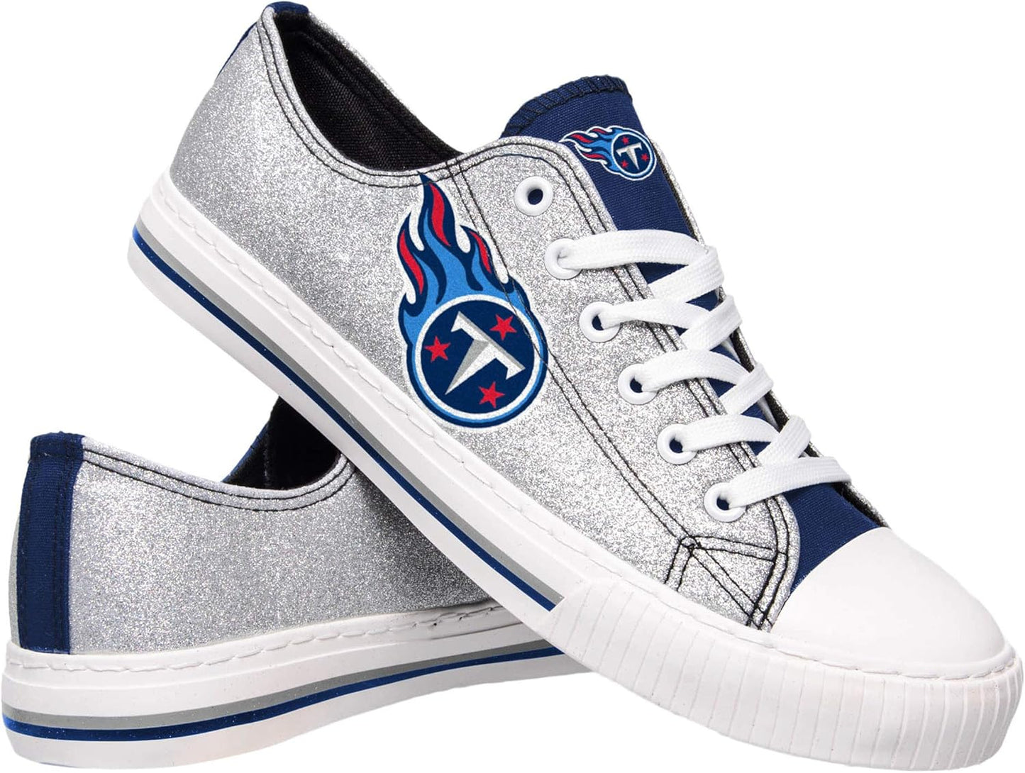 FOCO Women's NFL Team Logo Glitter Low Top Sneakers for Fans