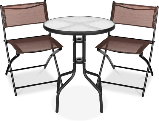 Best Choice Products 3-Piece Patio Bistro Dining Set for Small Spaces