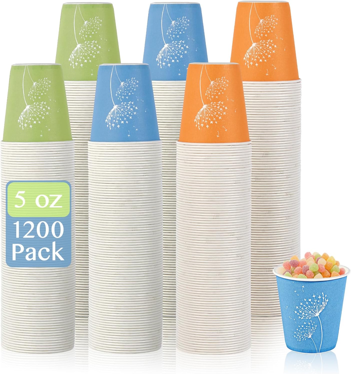 Colorful 5 oz Paper Cups for Parties and Events - 1200 Pack