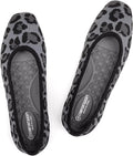 Womens Square Toe Knitted Slip-On Flats - Cushioned Work Shoes