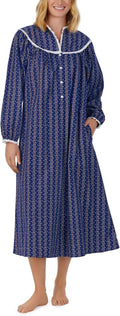 Lanz of Salzburg Sleepwear Classic Long Sleeve Flannel Nightgown