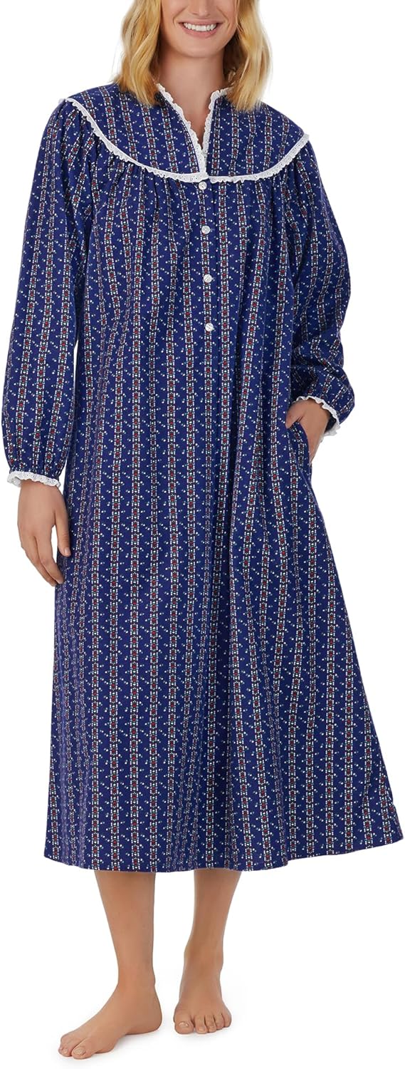 Lanz of Salzburg Sleepwear Classic Long Sleeve Flannel Nightgown