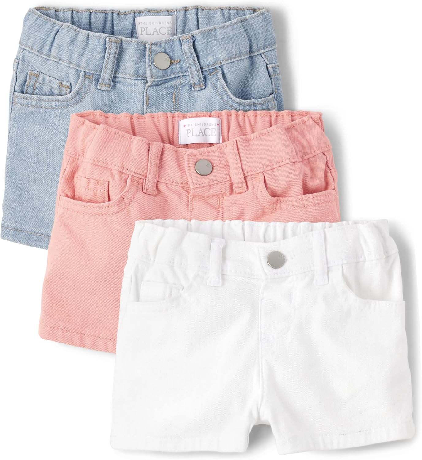 Baby Toddler Girls Denim Shortie Shorts 3 Pack for Summer Fun