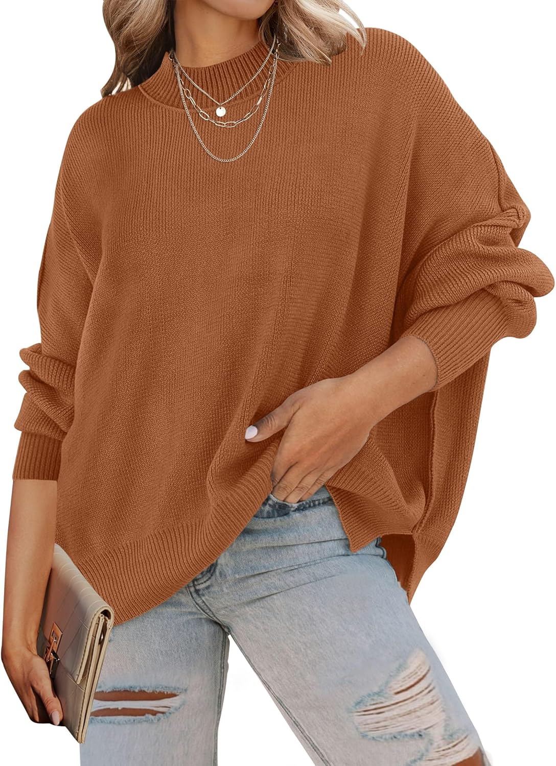 ZESICA Women's Casual Long Sleeve Oversized Knit Sweater Tops