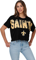 FOCO Women's Team Logo Distressed Crop Top - Soft, True Fit
