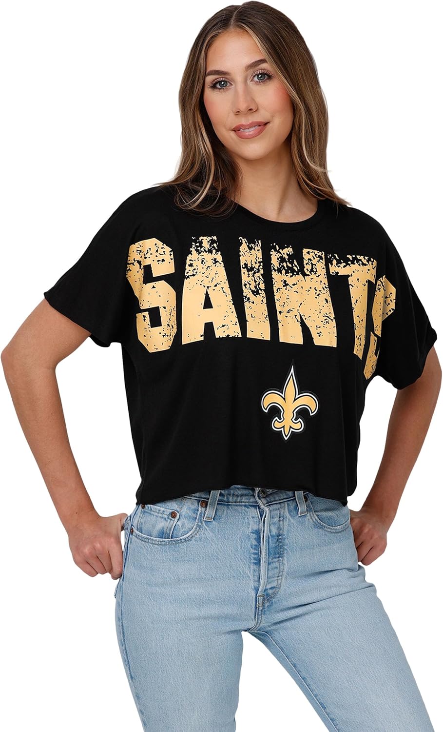FOCO Women's NFL Team Logo Distressed Crop Top Shirt Review