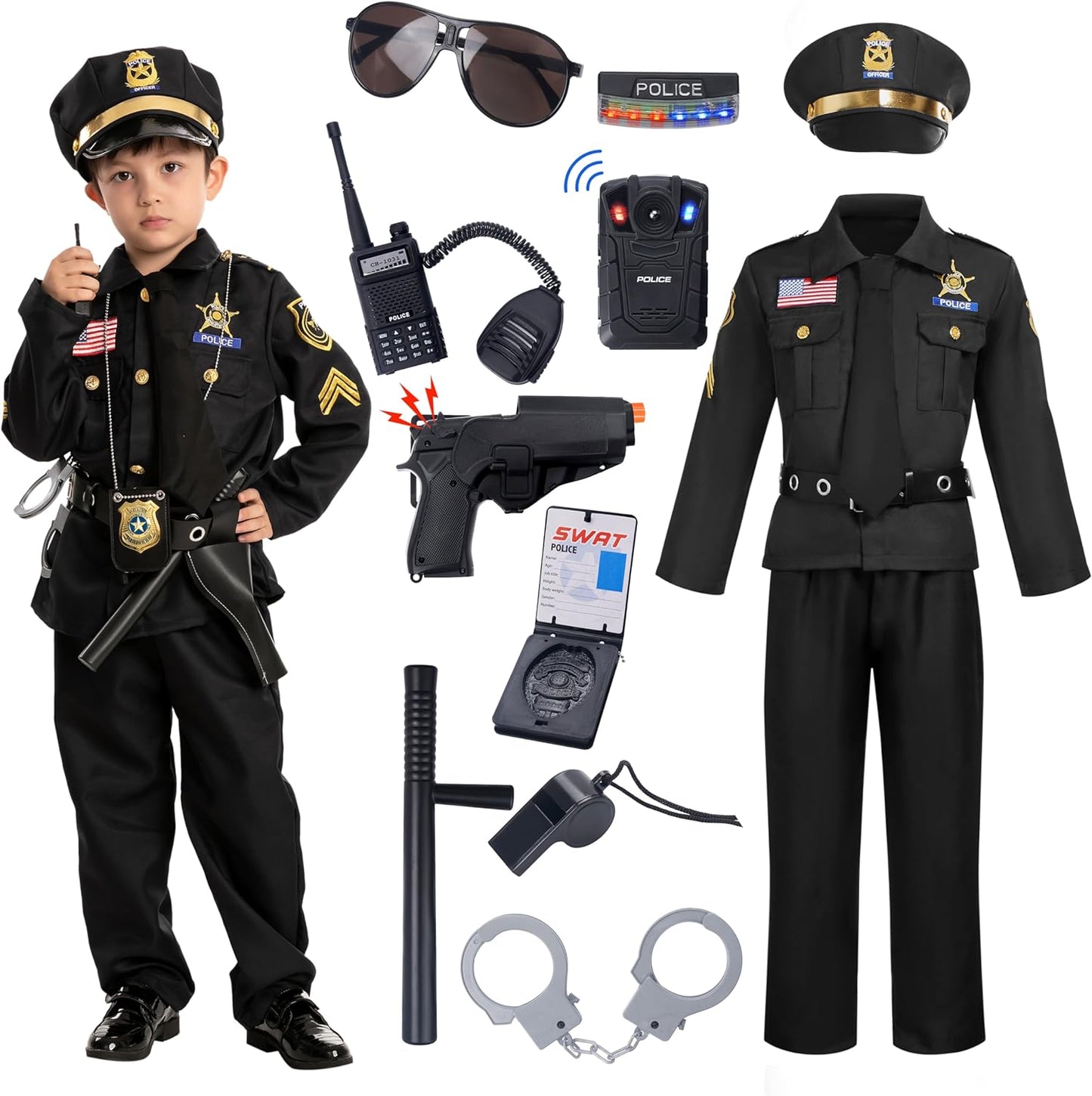 14PCS Halloween Police Costume for Kids - Fun RolePlay Set